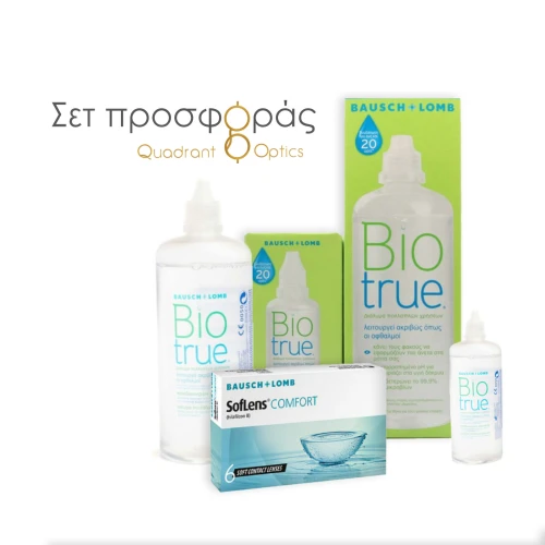 Bausch & Lomb SofLens Comfort Μηνιαίοι Φακοί Μυωπίας 6Pack + Υγρό Φακών Επαφής BIOTRUE 360+60 ml ΔΩΡΟ